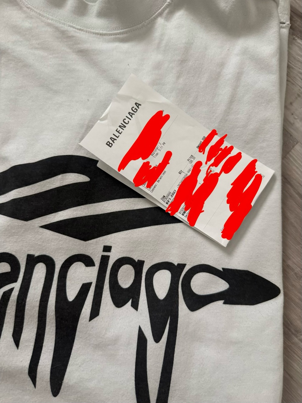 Balenciaga White Tee with Black Graphic Logo